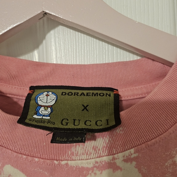 Gucci x Doraemon Pink Tie-Dye Graphic T-Shirt (Made in Italy) - Picture 2 of 5